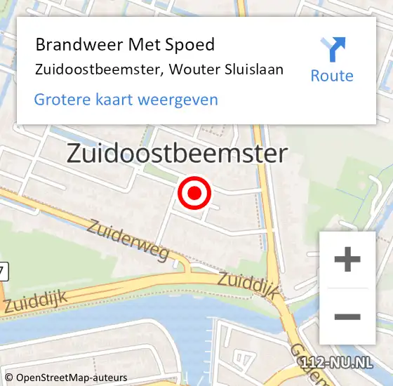 Locatie op kaart van de 112 melding: Brandweer Met Spoed Naar Zuidoostbeemster, Wouter Sluislaan op 23 november 2022 22:36