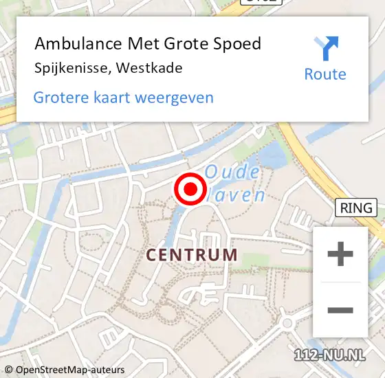 Locatie op kaart van de 112 melding: Ambulance Met Grote Spoed Naar Spijkenisse, Westkade op 23 november 2022 23:15