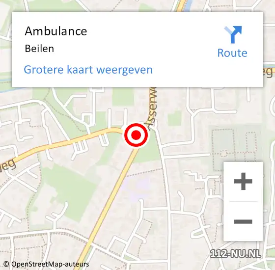 Locatie op kaart van de 112 melding: Ambulance Beilen op 23 november 2022 23:18