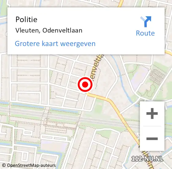 Locatie op kaart van de 112 melding: Politie Vleuten, Odenveltlaan op 24 november 2022 00:00