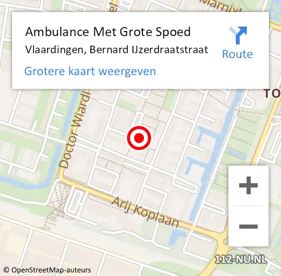 Locatie op kaart van de 112 melding: Ambulance Met Grote Spoed Naar Vlaardingen, Bernard IJzerdraatstraat op 24 november 2022 00:26