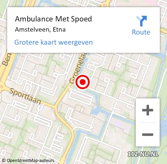 Locatie op kaart van de 112 melding: Ambulance Met Spoed Naar Amstelveen, Etna op 24 november 2022 00:27