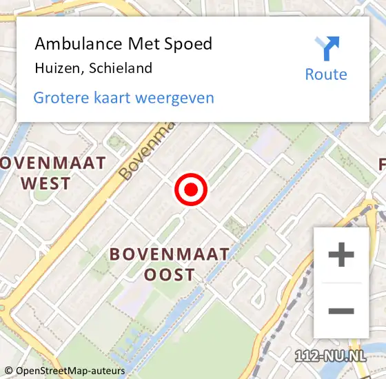 Locatie op kaart van de 112 melding: Ambulance Met Spoed Naar Huizen, Schieland op 6 augustus 2014 00:30