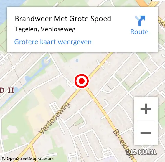 Locatie op kaart van de 112 melding: Brandweer Met Grote Spoed Naar Tegelen, Venloseweg op 24 november 2022 01:34