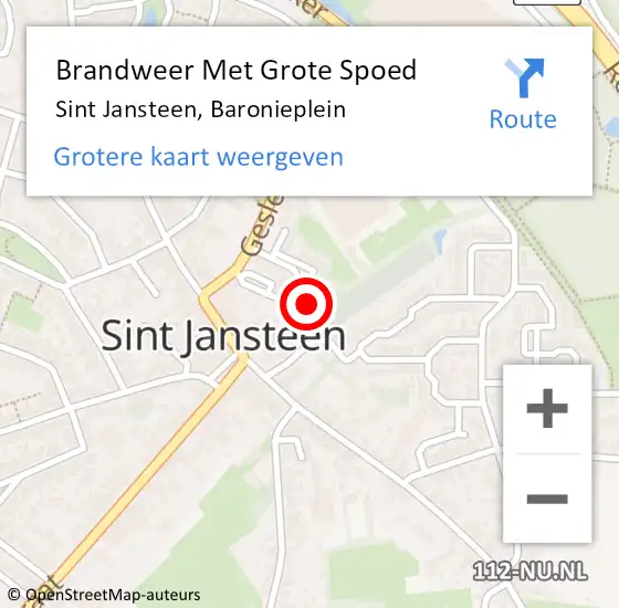 Locatie op kaart van de 112 melding: Brandweer Met Grote Spoed Naar Sint Jansteen, Baronieplein op 24 november 2022 01:47