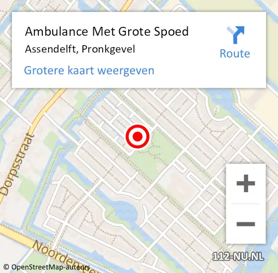 Locatie op kaart van de 112 melding: Ambulance Met Grote Spoed Naar Assendelft, Pronkgevel op 24 november 2022 02:08