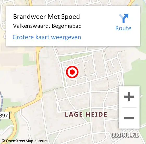 Locatie op kaart van de 112 melding: Brandweer Met Spoed Naar Valkenswaard, Begoniapad op 24 november 2022 02:49