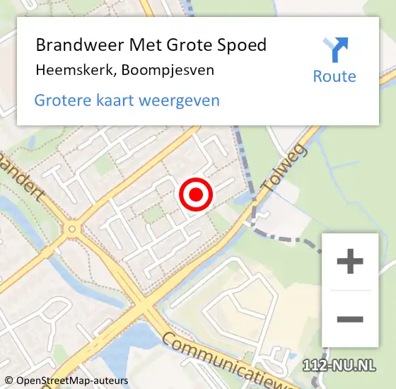 Locatie op kaart van de 112 melding: Brandweer Met Grote Spoed Naar Heemskerk, Boompjesven op 24 november 2022 04:17