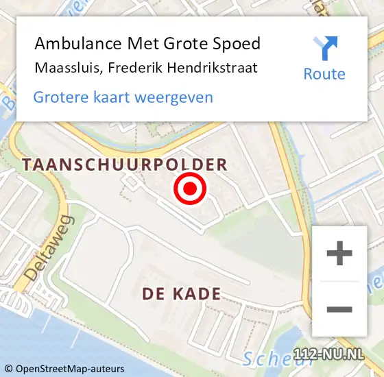 Locatie op kaart van de 112 melding: Ambulance Met Grote Spoed Naar Maassluis, Frederik Hendrikstraat op 24 november 2022 04:31