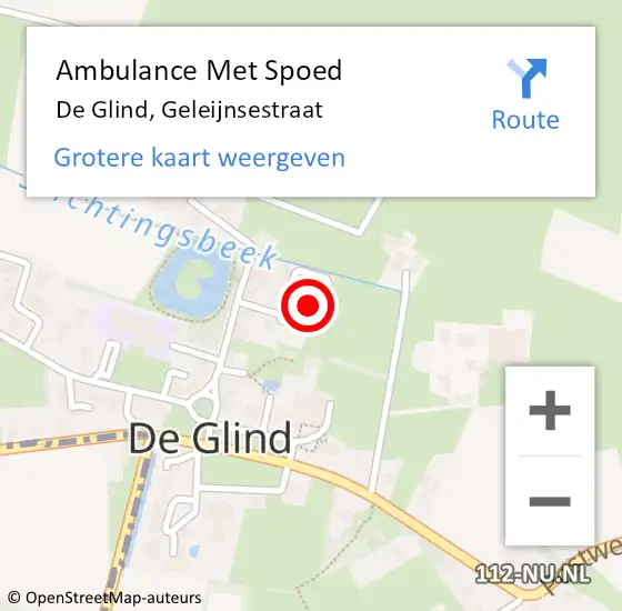Locatie op kaart van de 112 melding: Ambulance Met Spoed Naar De Glind, Geleijnsestraat op 24 november 2022 05:08