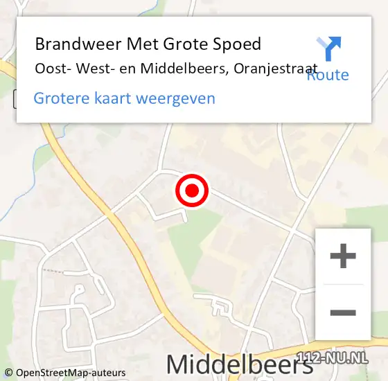 Locatie op kaart van de 112 melding: Brandweer Met Grote Spoed Naar Middelbeers, Oranjestraat op 24 november 2022 05:20