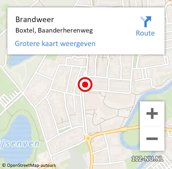 Locatie op kaart van de 112 melding: Brandweer Boxtel, Baanderherenweg op 24 november 2022 06:27