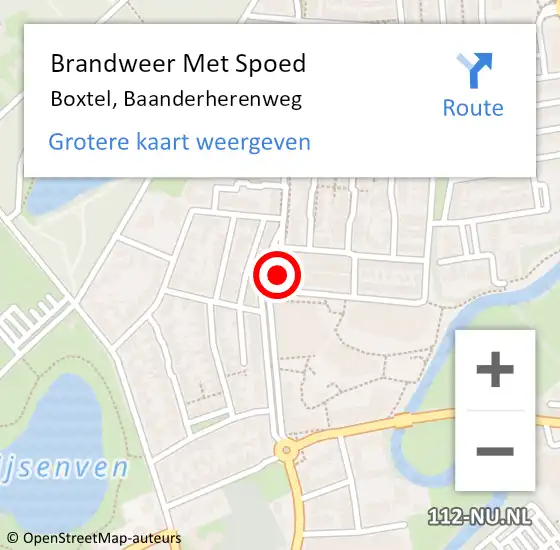 Locatie op kaart van de 112 melding: Brandweer Met Spoed Naar Boxtel, Baanderherenweg op 24 november 2022 06:27