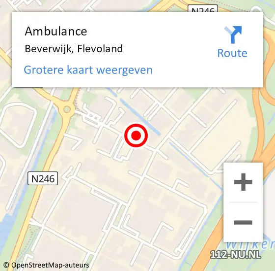 Locatie op kaart van de 112 melding: Ambulance Beverwijk, Flevoland op 24 november 2022 06:30