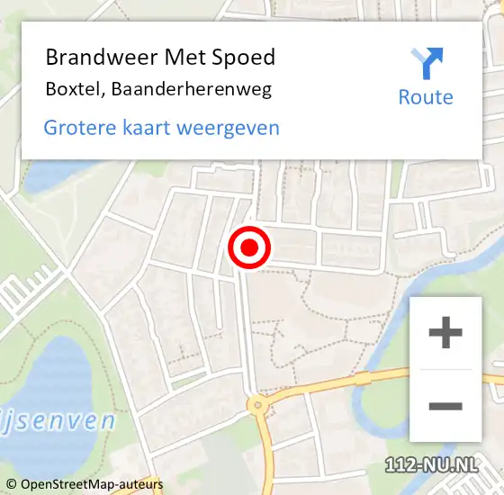 Locatie op kaart van de 112 melding: Brandweer Met Spoed Naar Boxtel, Baanderherenweg op 24 november 2022 06:33