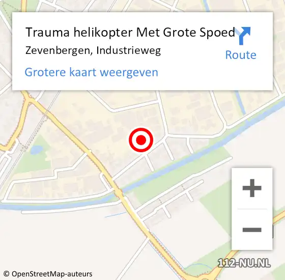 Locatie op kaart van de 112 melding: Trauma helikopter Met Grote Spoed Naar Zevenbergen, Industrieweg op 24 november 2022 06:39