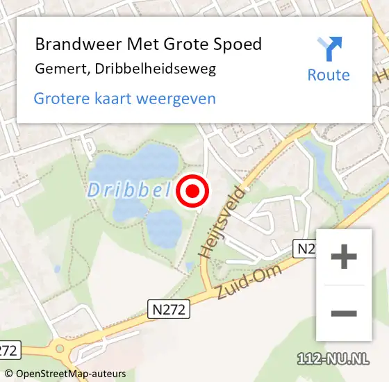 Locatie op kaart van de 112 melding: Brandweer Met Grote Spoed Naar Gemert, Dribbelheidseweg op 24 november 2022 06:40