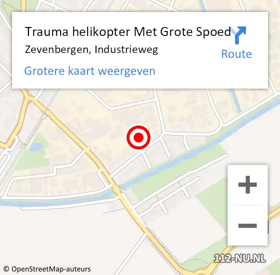 Locatie op kaart van de 112 melding: Trauma helikopter Met Grote Spoed Naar Zevenbergen, Industrieweg op 24 november 2022 06:41