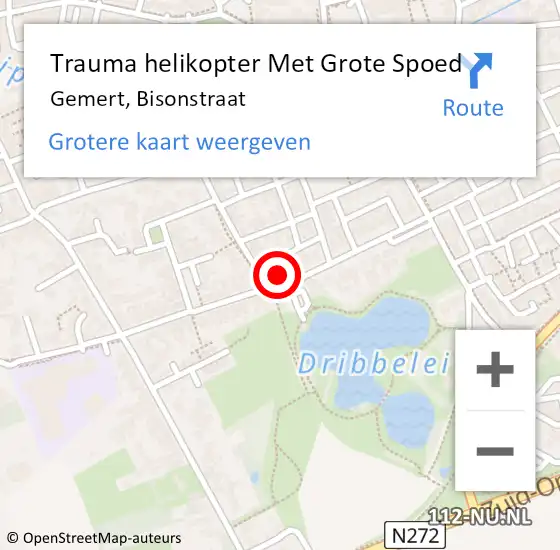 Locatie op kaart van de 112 melding: Trauma helikopter Met Grote Spoed Naar Gemert, Bisonstraat op 24 november 2022 06:43