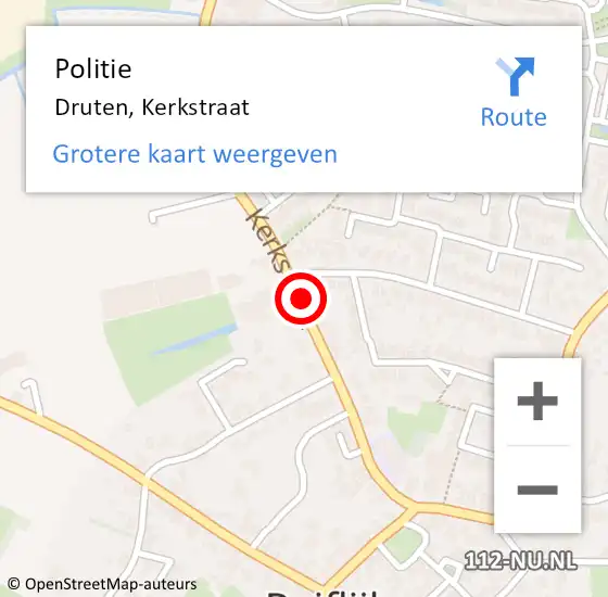 Locatie op kaart van de 112 melding: Politie Druten, Kerkstraat op 24 november 2022 06:44