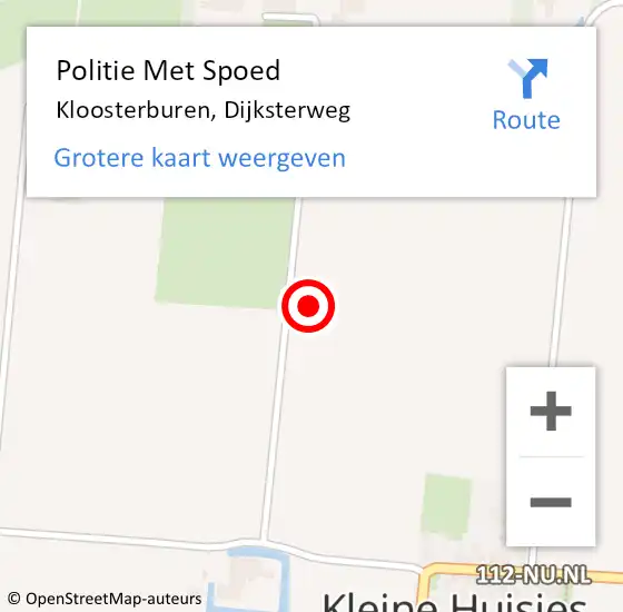 Locatie op kaart van de 112 melding: Politie Met Spoed Naar Kloosterburen, Dijksterweg op 24 november 2022 06:45