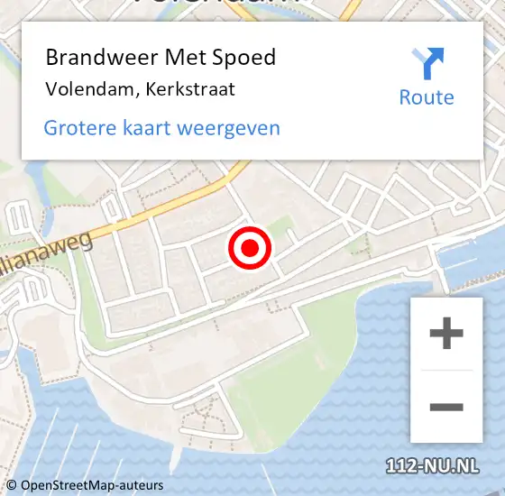 Locatie op kaart van de 112 melding: Brandweer Met Spoed Naar Volendam, Kerkstraat op 24 november 2022 06:45