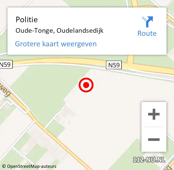 Locatie op kaart van de 112 melding: Politie Oude-Tonge, Oudelandsedijk op 24 november 2022 07:32