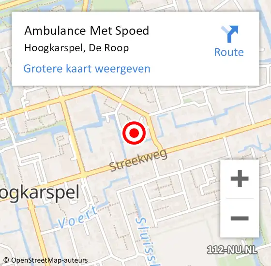 Locatie op kaart van de 112 melding: Ambulance Met Spoed Naar Hoogkarspel, De Roop op 24 november 2022 07:34