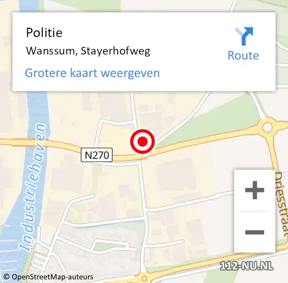 Locatie op kaart van de 112 melding: Politie Wanssum, Stayerhofweg op 24 november 2022 07:50