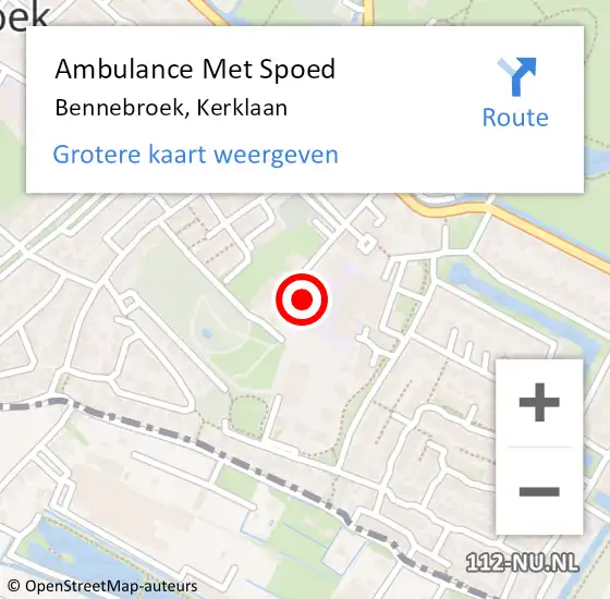 Locatie op kaart van de 112 melding: Ambulance Met Spoed Naar Bennebroek, Kerklaan op 24 november 2022 07:59