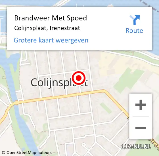 Locatie op kaart van de 112 melding: Brandweer Met Spoed Naar Colijnsplaat, Irenestraat op 24 november 2022 08:06