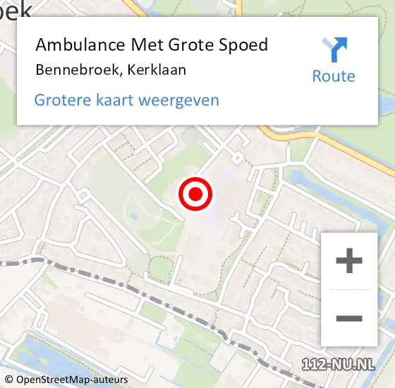 Locatie op kaart van de 112 melding: Ambulance Met Grote Spoed Naar Bennebroek, Kerklaan op 24 november 2022 08:09