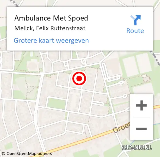 Locatie op kaart van de 112 melding: Ambulance Met Spoed Naar Melick, Felix Ruttenstraat op 24 november 2022 08:15