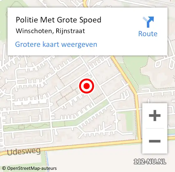 Locatie op kaart van de 112 melding: Politie Met Grote Spoed Naar Winschoten, Rijnstraat op 24 november 2022 08:41