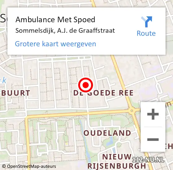 Locatie op kaart van de 112 melding: Ambulance Met Spoed Naar Sommelsdijk, A.J. de Graaffstraat op 24 november 2022 08:42