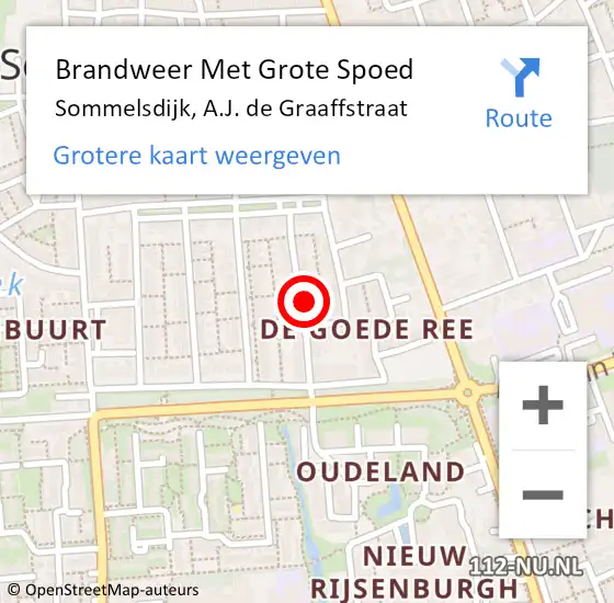 Locatie op kaart van de 112 melding: Brandweer Met Grote Spoed Naar Sommelsdijk, A.J. de Graaffstraat op 24 november 2022 08:43