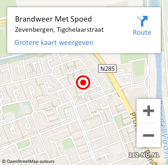 Locatie op kaart van de 112 melding: Brandweer Met Spoed Naar Zevenbergen, Tigchelaarstraat op 24 november 2022 09:15