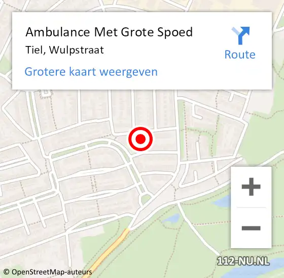 Locatie op kaart van de 112 melding: Ambulance Met Grote Spoed Naar Tiel, Wulpstraat op 24 november 2022 09:16