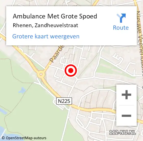 Locatie op kaart van de 112 melding: Ambulance Met Grote Spoed Naar Rhenen, Zandheuvelstraat op 24 november 2022 09:33