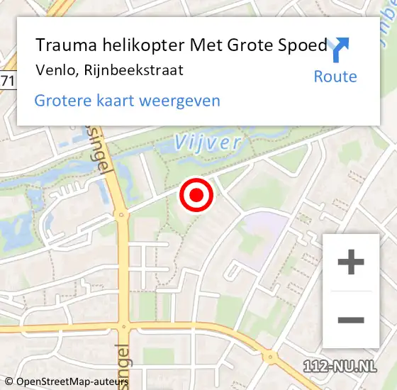 Locatie op kaart van de 112 melding: Trauma helikopter Met Grote Spoed Naar Venlo, Rijnbeekstraat op 24 november 2022 09:34