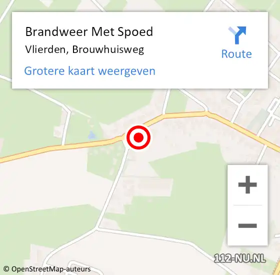 Locatie op kaart van de 112 melding: Brandweer Met Spoed Naar Vlierden, Brouwhuisweg op 24 november 2022 09:48