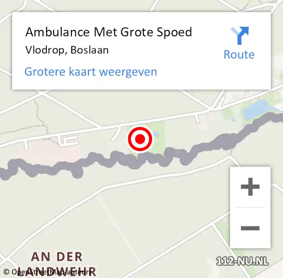 Locatie op kaart van de 112 melding: Ambulance Met Grote Spoed Naar Vlodrop, Boslaan op 24 november 2022 10:00