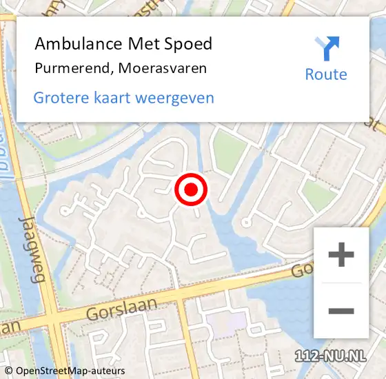 Locatie op kaart van de 112 melding: Ambulance Met Spoed Naar Purmerend, Moerasvaren op 24 november 2022 10:01