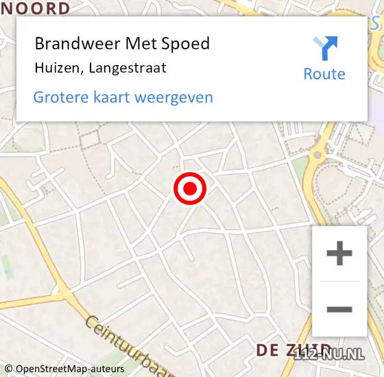 Locatie op kaart van de 112 melding: Brandweer Met Spoed Naar Huizen, Langestraat op 24 november 2022 10:07