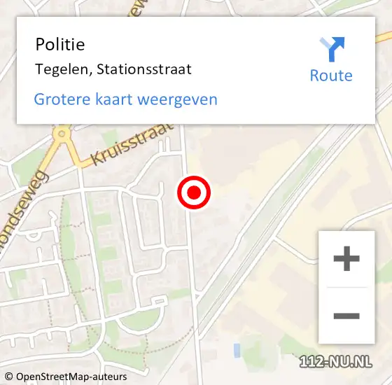 Locatie op kaart van de 112 melding: Politie Tegelen, Stationsstraat op 24 november 2022 10:17