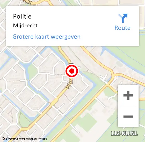 Locatie op kaart van de 112 melding: Politie Mijdrecht op 24 november 2022 10:22