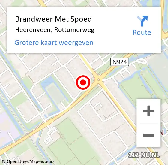 Locatie op kaart van de 112 melding: Brandweer Met Spoed Naar Heerenveen, Rottumerweg op 24 november 2022 10:35