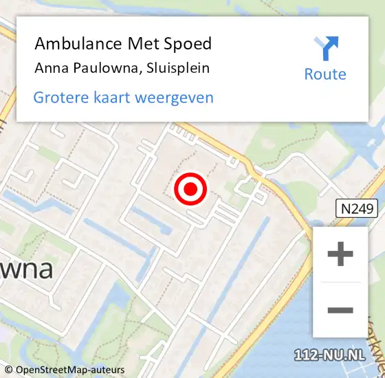 Locatie op kaart van de 112 melding: Ambulance Met Spoed Naar Anna Paulowna, Sluisplein op 24 november 2022 10:43