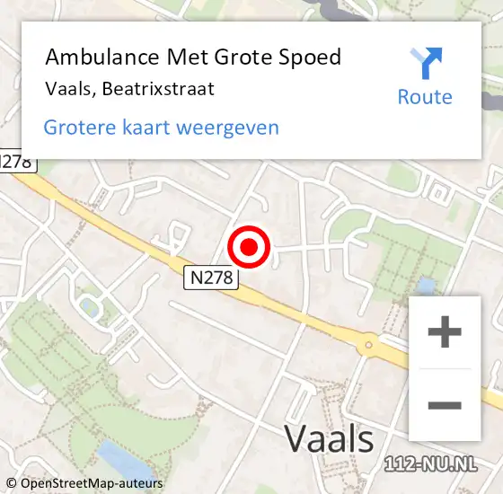Locatie op kaart van de 112 melding: Ambulance Met Grote Spoed Naar Vaals, Beatrixstraat op 6 augustus 2014 02:31