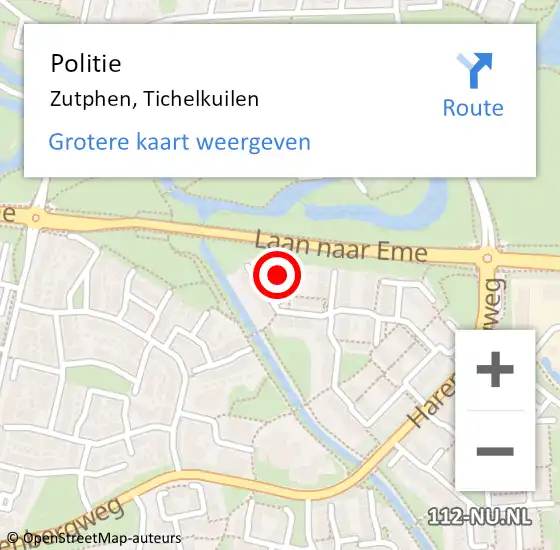 Locatie op kaart van de 112 melding: Politie Zutphen, Tichelkuilen op 24 november 2022 10:46